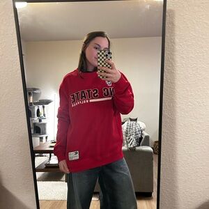 Colosseum Men's NC State Wolfpack Red Charlie Crew Pullover Sweatshirt